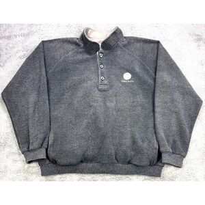 Straight Down Pebble Beach 3 Button Shirt Men L Gray Performance Golf L/S USA